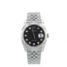 Gents Rolex Datejust 36 116234 Steel case with Black Jubilee Diamond dial