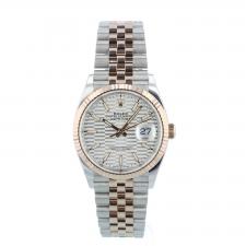Gents Rolex DateJust 36 126231 18ct Rose Gold Stainless Steel case with Silver Fluted Motif dial