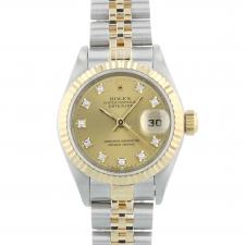 Ladies Rolex Datejust 69173 18ct Yellow Gold   Stainless Steel case with Champagne Diamond Set dial