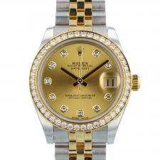 Ladies Rolex DateJust 31 178383 18ct Yellow Gold   Stainless Steel case with Gilt   Diamond dial