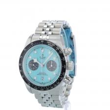 Gents Tudor Black Bay Chrono 79360N Steel case with Flamingo Blue dial