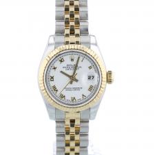 Ladies Rolex DateJust  179173 18ct Yellow Gold   Stainless Steel case with White dial