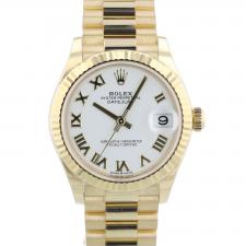 Ladies Rolex DateJust 31 278278 18ct Yellow Gold case with White dial