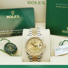 Gents Rolex DateJust 36 126233 18ct Yellow Gold Stainless Steel case with Champagne Diamond dial