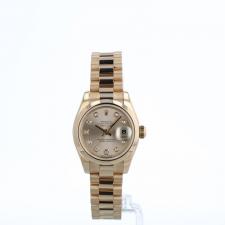 Ladies Rolex Datejust 179165 18ct Yellow Gold case with Champagne Diamond Set dial