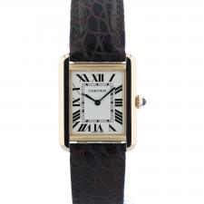 Ladies Cartier Tank Solo W5200024 18ct Yellow Gold case with Silver dial