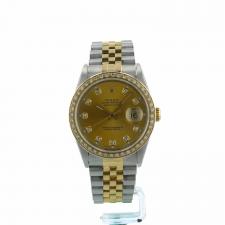 Gents Rolex Datejust 36 16233 18ct Yellow Gold   Stainless Steel case with Gilt Diamond dial