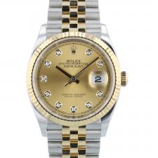 Gents Rolex DateJust 36 126233 18ct Yellow Gold Stainless Steel case with Champagne Diamond dial