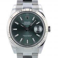 Gents Rolex Datejust 41 126334 Stainless Steel case with Mint Green dial