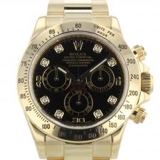 Gents Rolex Daytona 116528 18ct Yellow Gold case with Black Diamond dial