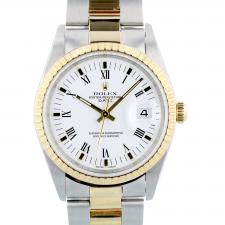 Ladies Rolex Date 34 15223 18ct Yellow Gold   Stainless Steel case with White dial