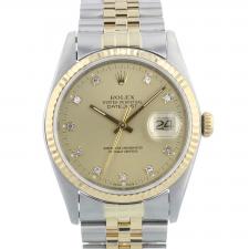 Gents Rolex Datejust 16233 18ct Yellow Gold Stainless Steel case with Gilt Diamond dial