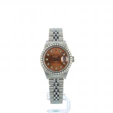 Ladies Rolex DateJust 69240 Steel case with Salmon Diamond  dial