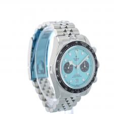 Gents Tudor Black Bay Chrono 79360N Steel case with Flamingo Blue dial