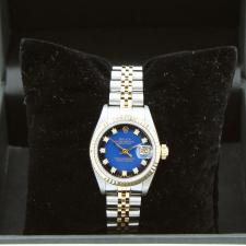Ladies Rolex 69173 18ct Yellow Gold Stainless Steel case with Blue Vignette Diamond dial