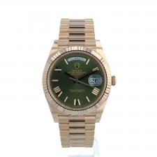 Gents Rolex Day Date 40 228235 18ct Rose Gold case with Green dial