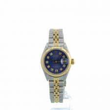 Ladies Rolex DateJust 69173 18ct Yellow Gold   Stainless Steel case with Blue Diamond dial