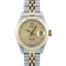 Ladies Rolex DateJust 69173 18ct Yellow Gold   Stainless Steel case with Champagne Jubilee Diamond dial