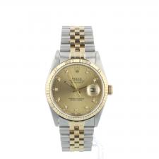 Gents Rolex Datejust 16233 18ct Yellow Gold   Stainless Steel case with Champagne Diamond Set dial
