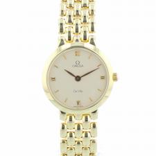 Ladies Omega DeVille 71606300 18 CT case with Gilt dial