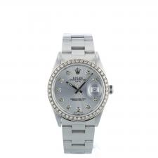 Gents Rolex Date 15200 Stainless Steel case with Silver Diamond Set dial