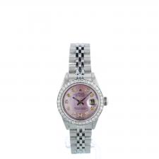 Ladies Rolex Oyster Perpetual Date 79160 Stainless Steel case with Pink MOP Diamond dial