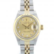 Ladies Rolex DateJust 69173 18ct Yellow Gold Stainless Steel case with Champagne dial