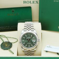 Gents Rolex Datejust 41 126334 Stainless Steel case with Mint Green dial