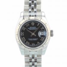 Ladies Rolex DateJust 179174 Steel case with Black dial