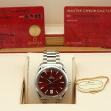 Gents Omega Aqua Terra 22010382013003 Stainless Steel case with Red dial