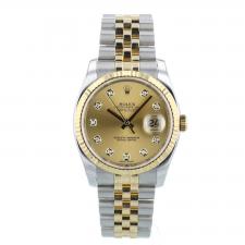 Gents Rolex Datejust 36 116233 18ct Yellow Gold   Stainless Steel case with Champagne Diamond Set dial