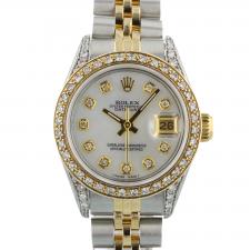 Ladies Rolex DateJust 69173 18ct Yellow Gold   Stainless Steel case with White MOP Diamond dial