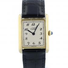 Gents Cartier Tank W1002753 G/P case with White dial