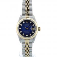 Ladies Rolex DateJust 69173 18ct Yellow Gold   Stainless Steel case with Blue Vignette Diamond dial