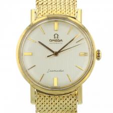Gents Omega Seamaster  18ct Yellow Gold case with Silver dial