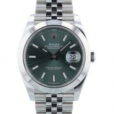Gents Rolex Datejust 41 126300 Stainless Steel case with Mint Green dial