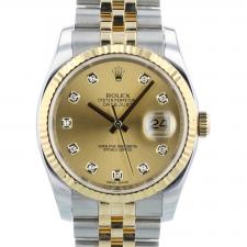 Gents Rolex Datejust 36 116233 18ct Yellow Gold   Stainless Steel case with Champagne Diamond Set dial
