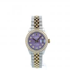 Ladies Rolex Datejust 28 279383RBR 18ct Yellow Gold Stainless Steel case with Lavender Diamond dial