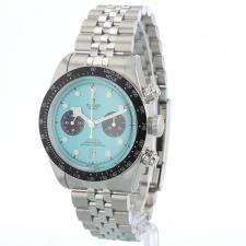 Gents Tudor Black Bay Chrono 79360N Steel case with Flamingo Blue dial