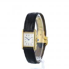 Ladies Cartier Tank 39768 Gold Plated case with Silver dial
