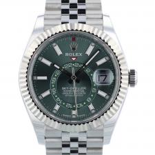 Gents Rolex Sky Dweller 336934 Stainless Steel case with Mint Green dial