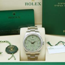 Gents Rolex Oyster Perpetual 41 134300 Steel case with Pistachio dial