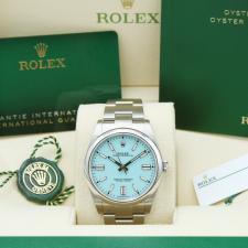 Gents Rolex Oyster Perpetual 41 124300 Steel case with Turquoise Blue dial
