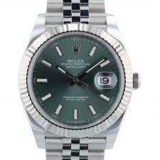 Gents Rolex Datejust 41 126334 Stainless Steel case with Mint Green dial