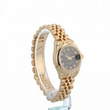 Ladies Rolex DateJust 179165 18ct Rose Gold case with Black dial