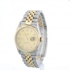 Gents Rolex Datejust 16233 18ct Yellow Gold Stainless Steel case with Champagne Diamond Set dial