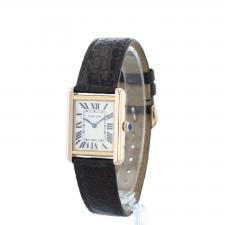 Ladies Cartier Tank Solo W5200024 18ct Yellow Gold case with Silver dial