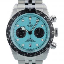 Gents Tudor Black Bay Chrono 79360N Steel case with Flamingo Blue dial