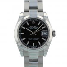 Ladies Rolex DateJust 31 178240 Stainless Steel case with Black dial