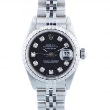 Ladies Rolex DateJust 69240 Steel case with Black Diamond dial